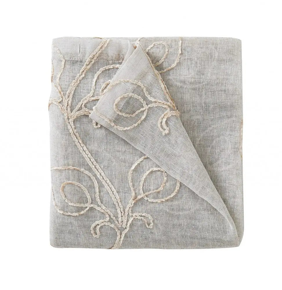 Set of Two 84" Beige Boho Embroidered Window Panels - NOBLE HOME INTERIORS