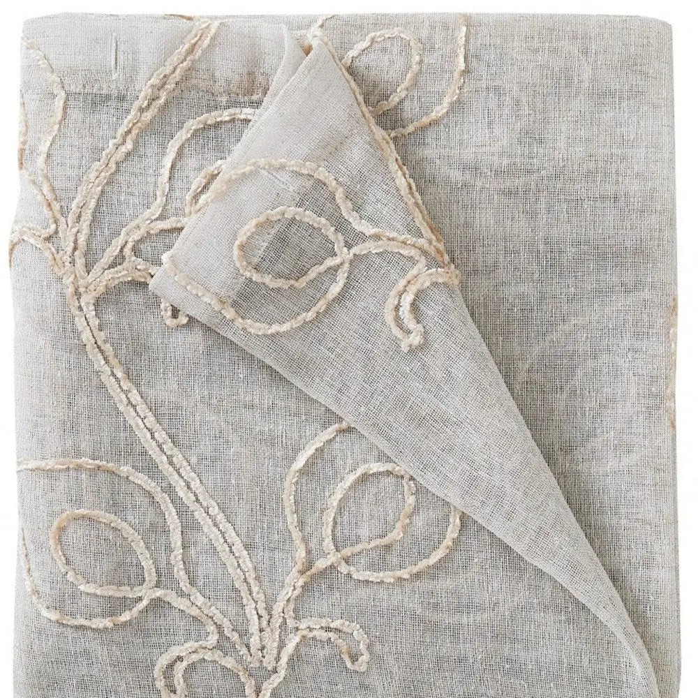 Set of Two 84" Beige Boho Embroidered Window Panels - NOBLE HOME INTERIORS