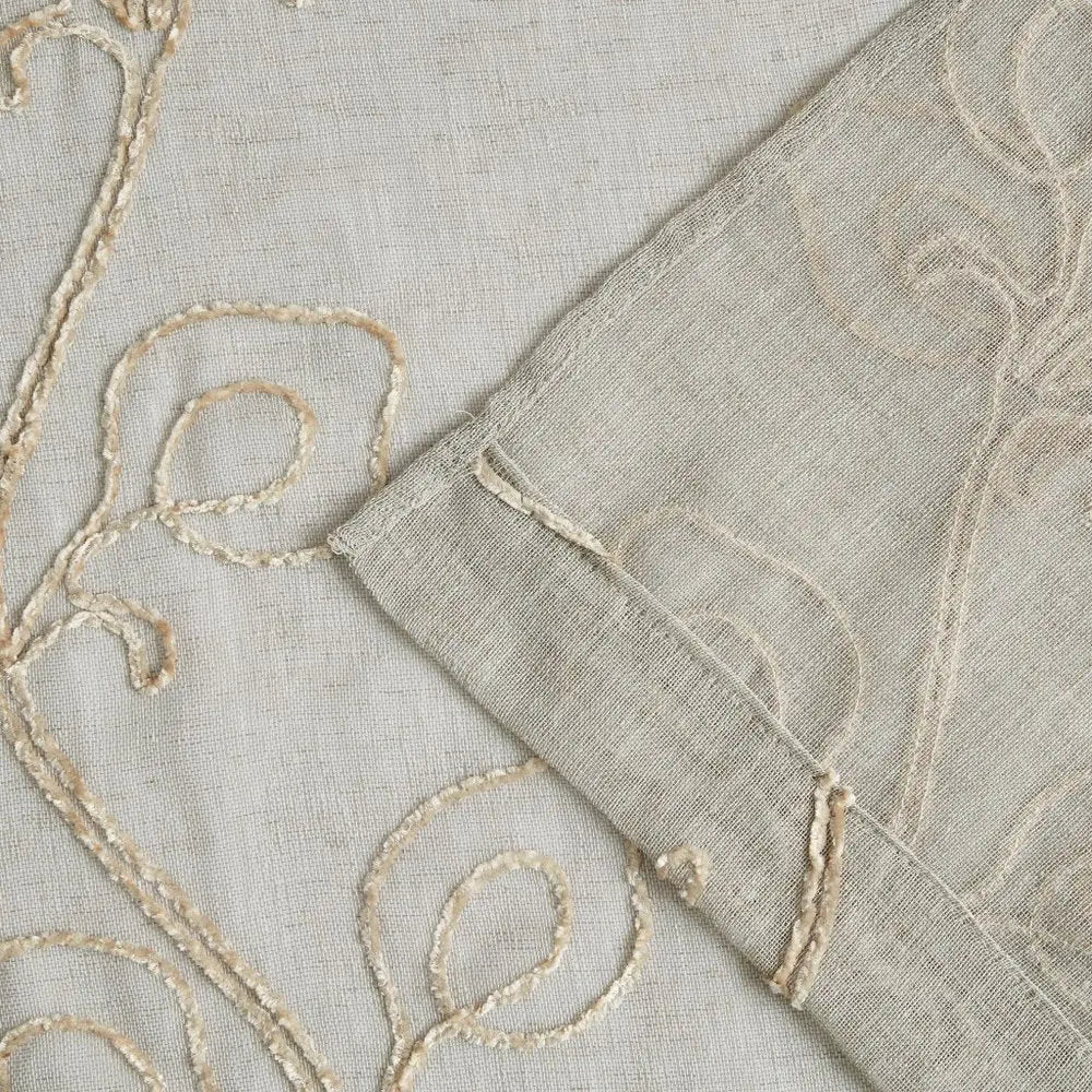 Set of Two 84" Beige Boho Embroidered Window Panels - NOBLE HOME INTERIORS