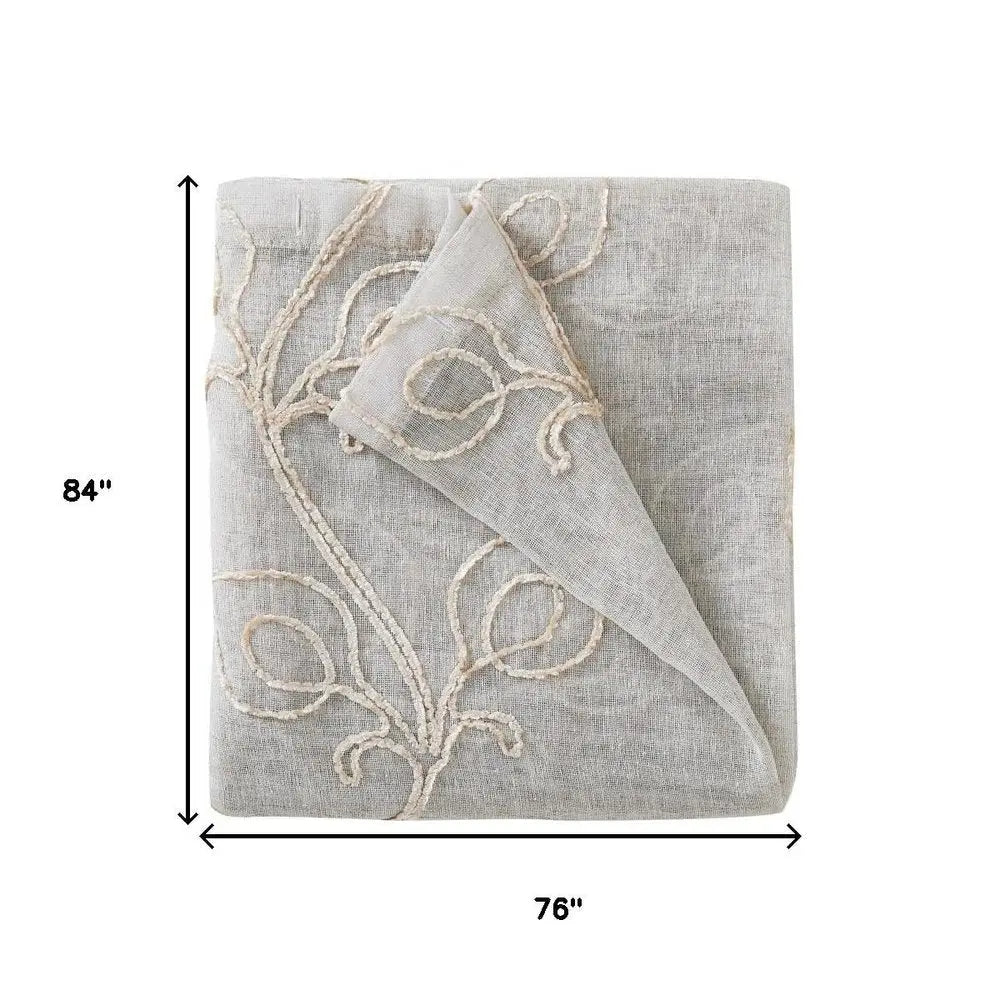 Set of Two 84" Beige Boho Embroidered Window Panels - NOBLE HOME INTERIORS