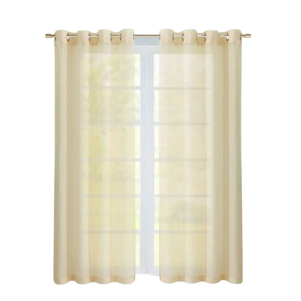 Set of Two 84" Beige Solid Modern Window Panels - NOBLE HOME INTERIORS