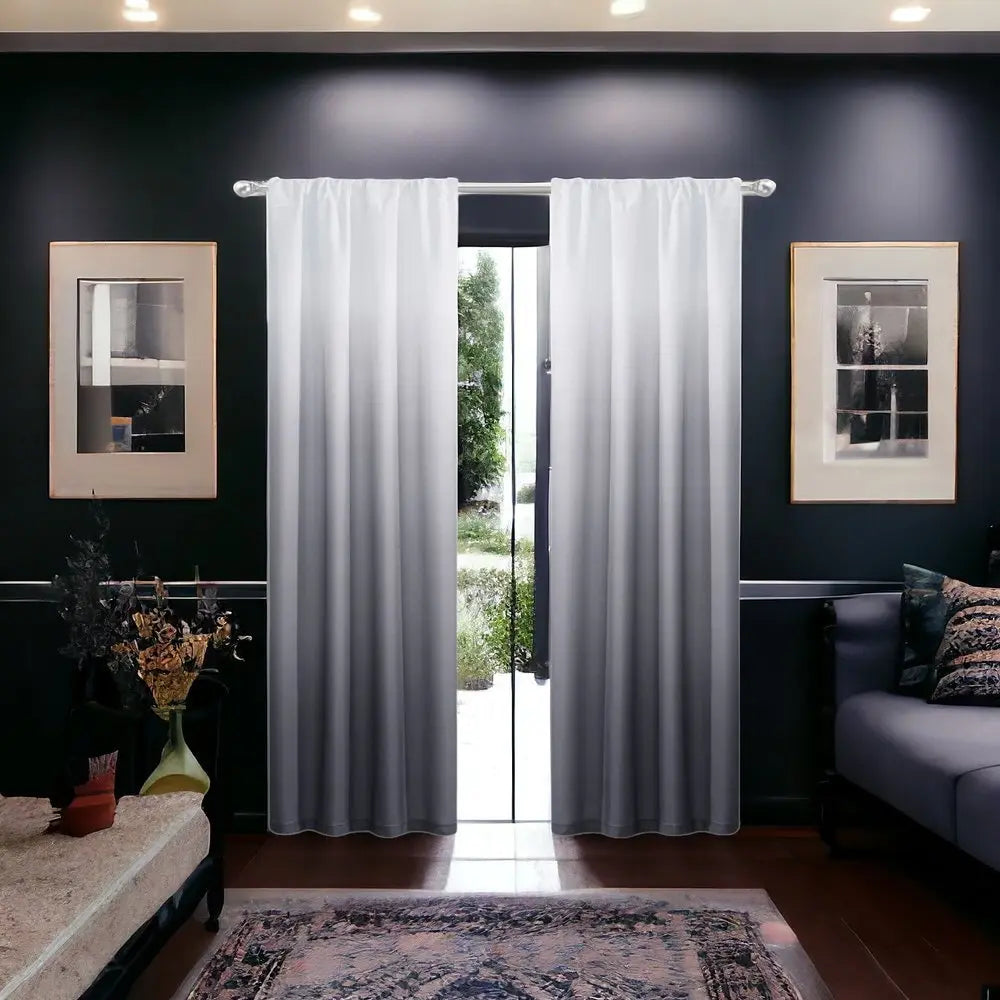Set of Two 84" Black Ombre Shades Window Panels - NOBLE HOME INTERIORS