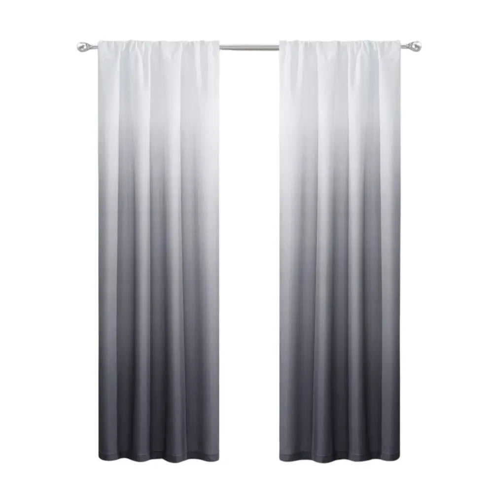 Set of Two 84" Black Ombre Shades Window Panels - NOBLE HOME INTERIORS
