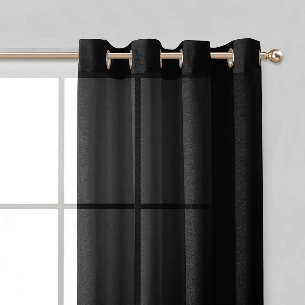 Set of Two 84" Black Solid Modern Window Panels - NOBLE HOME INTERIORS