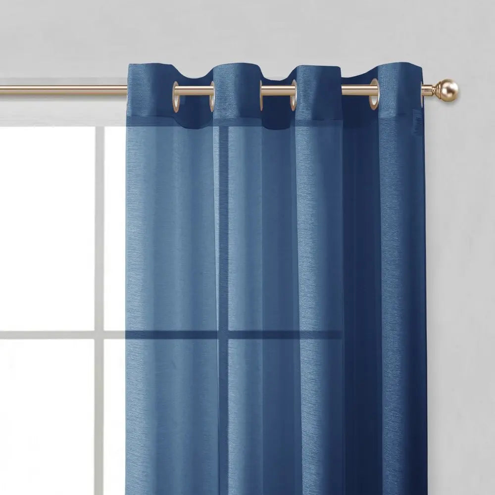 Set of Two 84" Blue Solid Modern Window Panels - NOBLE HOME INTERIORS