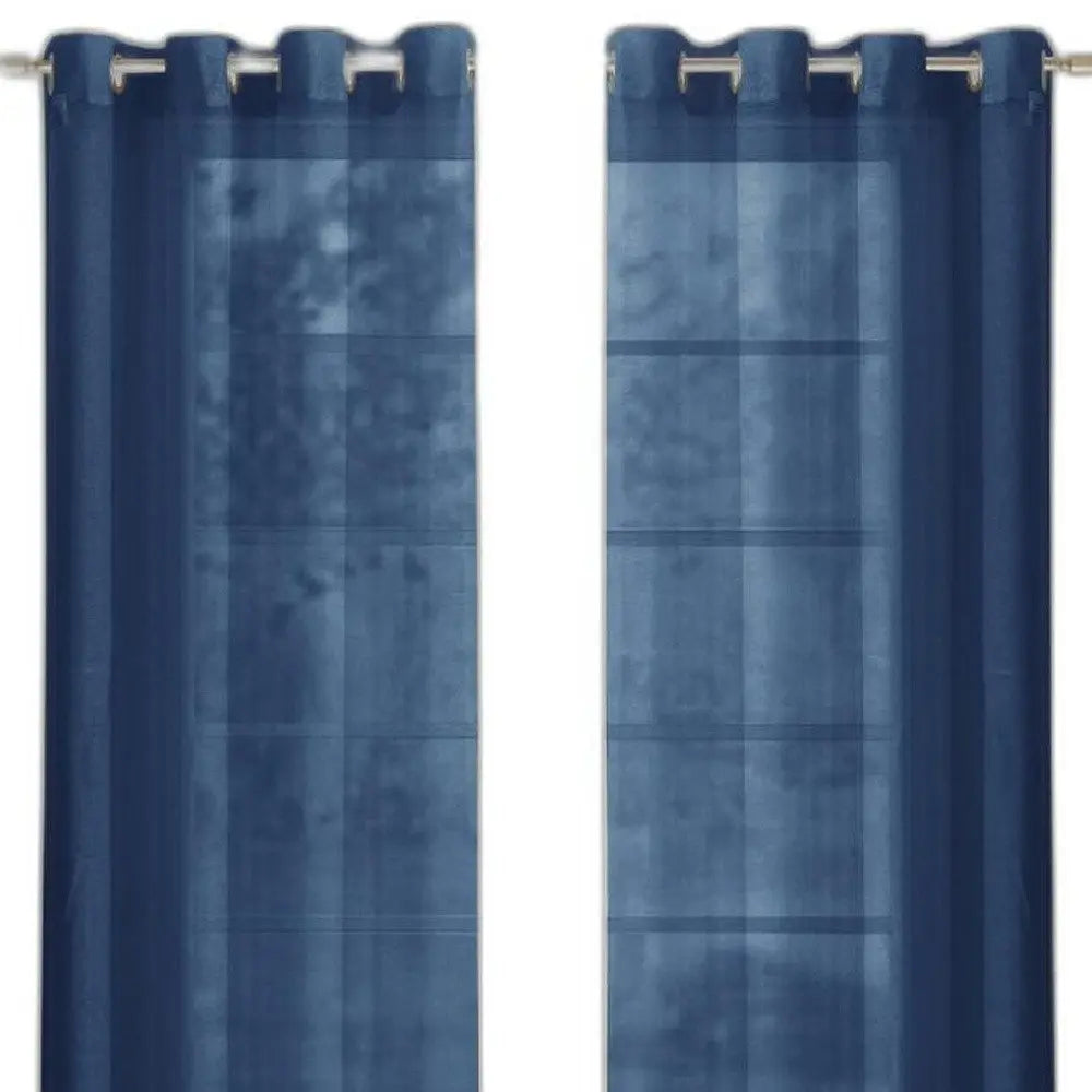 Set of Two 84" Blue Solid Modern Window Panels - NOBLE HOME INTERIORS