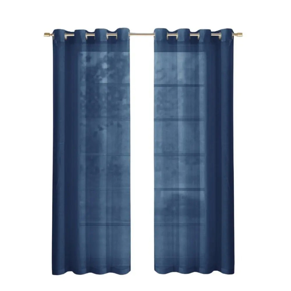 Set of Two 84" Blue Solid Modern Window Panels - NOBLE HOME INTERIORS