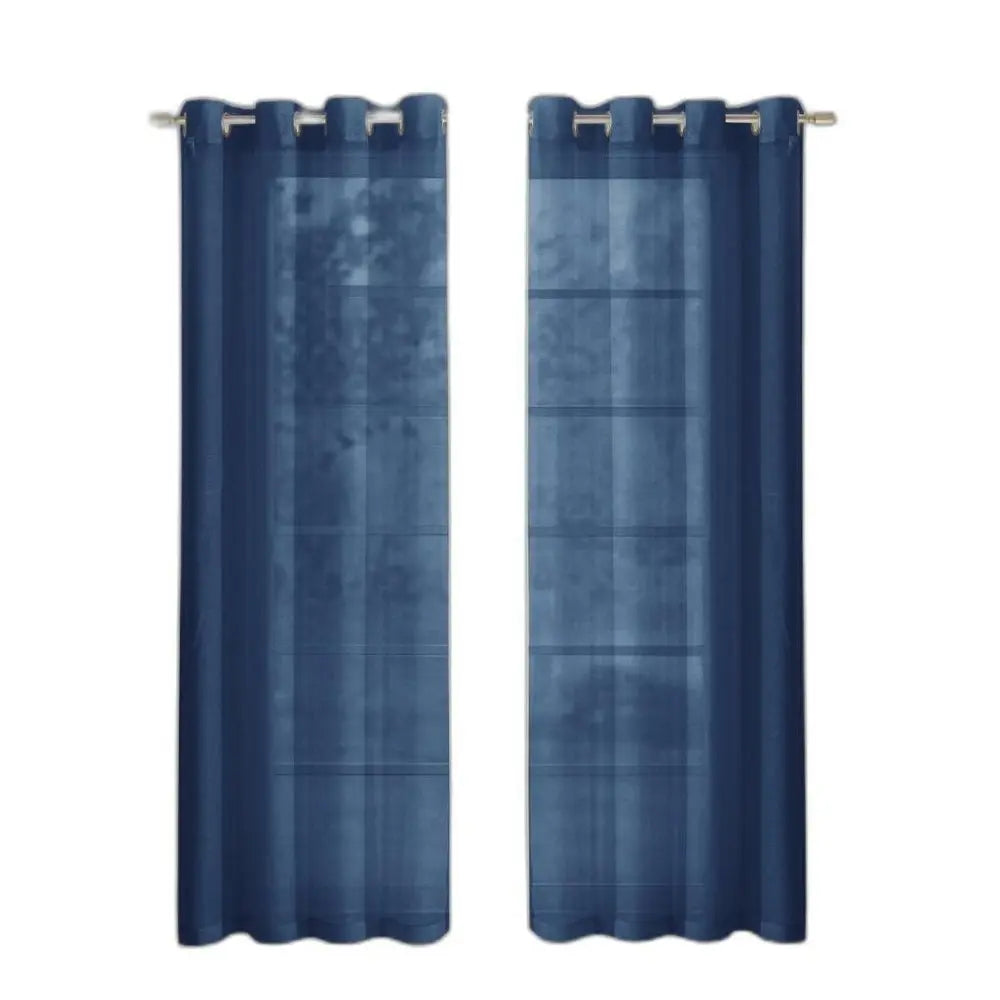 Set of Two 84" Blue Solid Modern Window Panels - NOBLE HOME INTERIORS