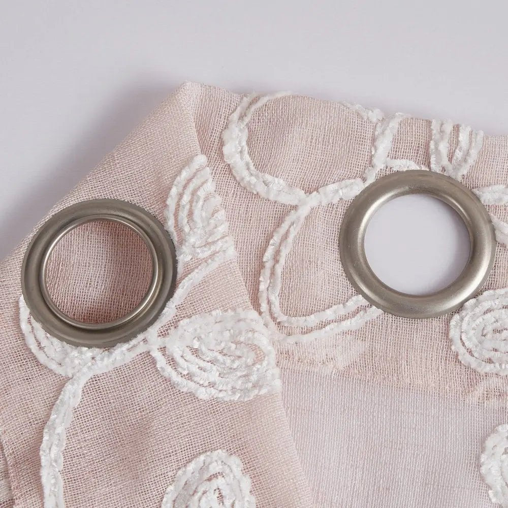 Set of Two 84"  Blush Floral Embroidered Window Panels HomeRoots