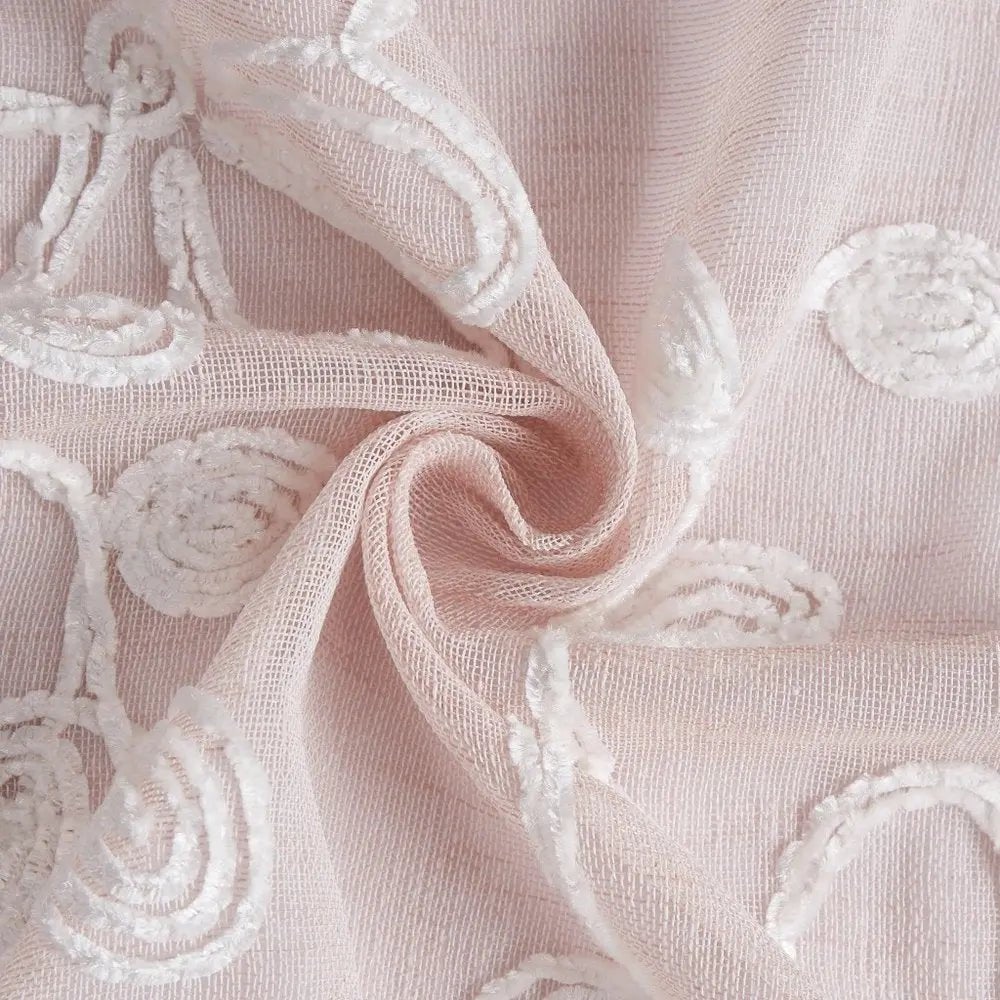 Set of Two 84"  Blush Floral Embroidered Window Panels HomeRoots