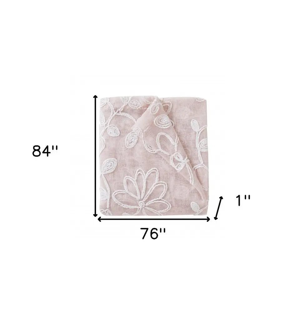 Set of Two 84"  Blush Floral Embroidered Window Panels HomeRoots