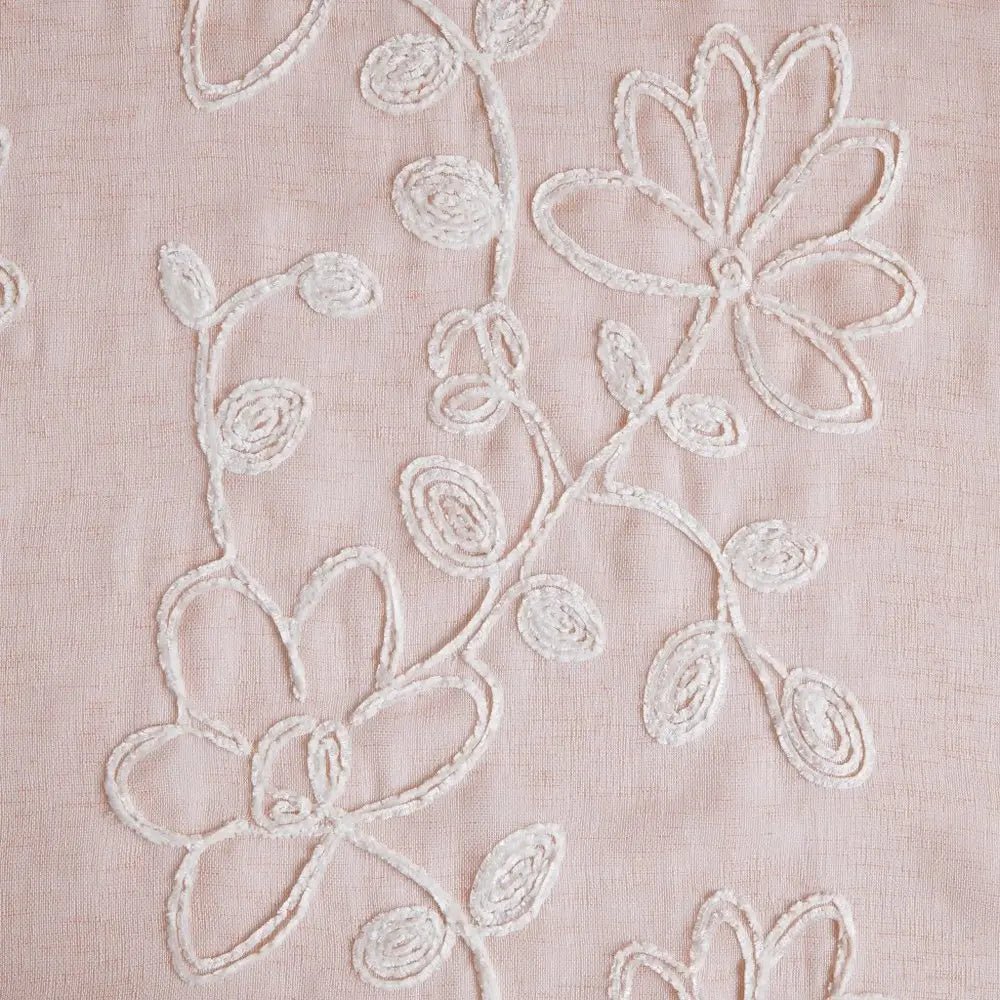 Set of Two 84"  Blush Floral Embroidered Window Panels HomeRoots