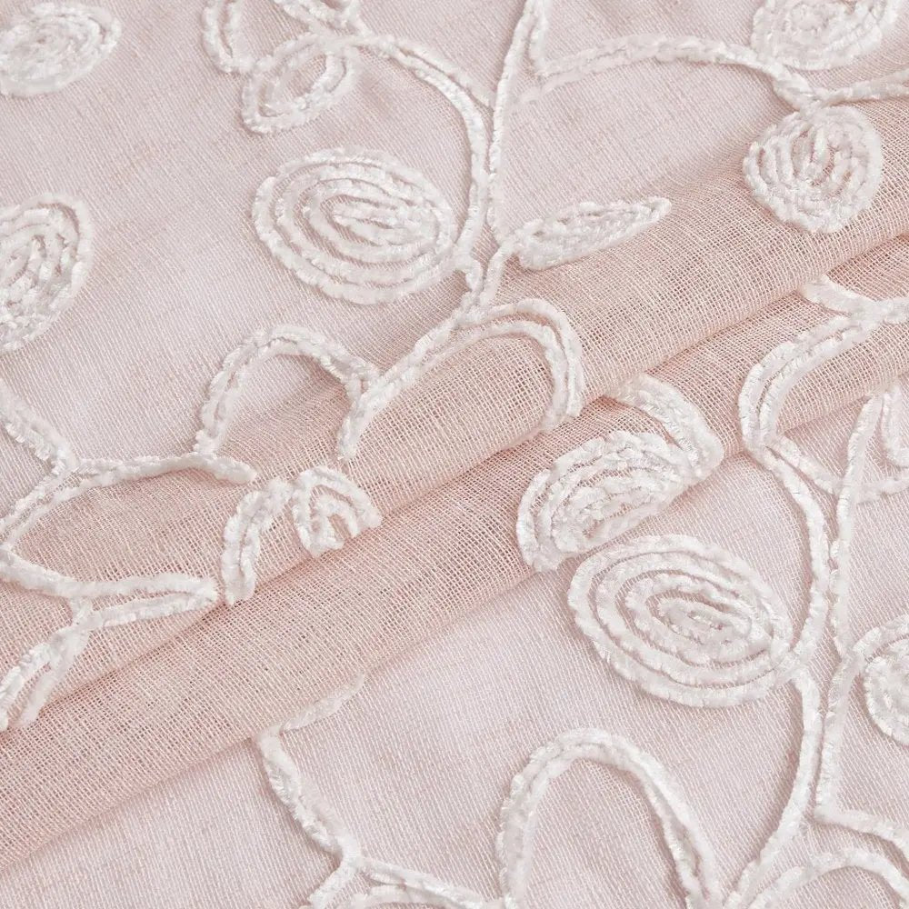 Set of Two 84"  Blush Floral Embroidered Window Panels HomeRoots