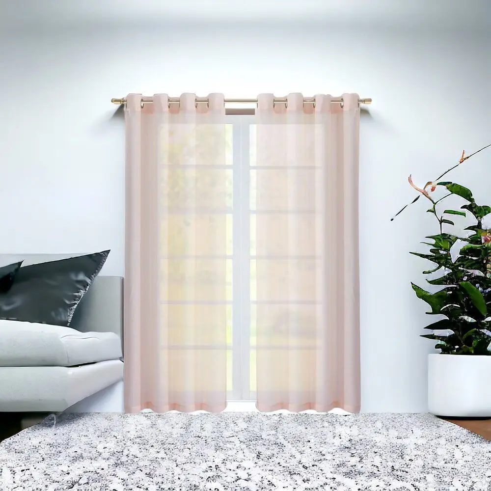 Set of Two 84" Blush Solid Modern Window Panels - NOBLE HOME INTERIORS