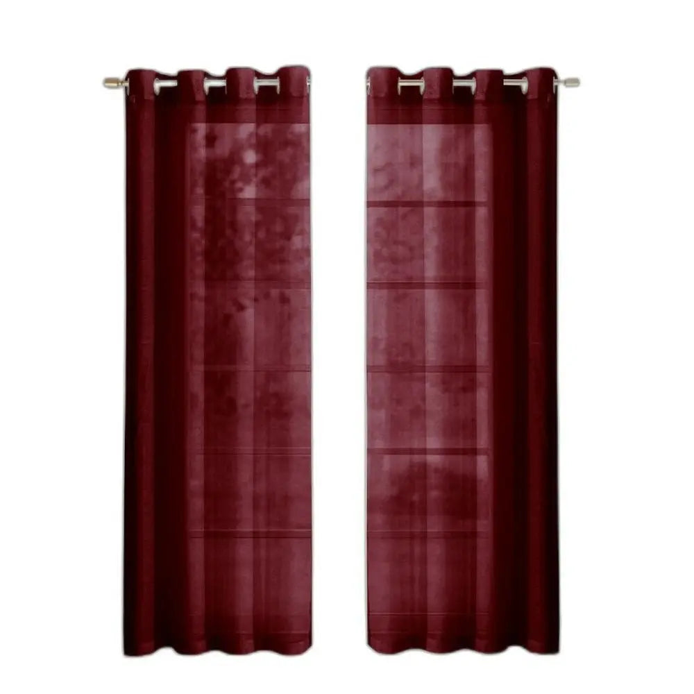 Set of Two 84" Burgundy Solid Modern Window Panels - NOBLE HOME INTERIORS