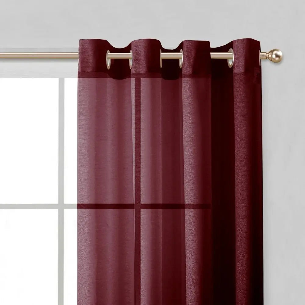 Set of Two 84" Burgundy Solid Modern Window Panels - NOBLE HOME INTERIORS