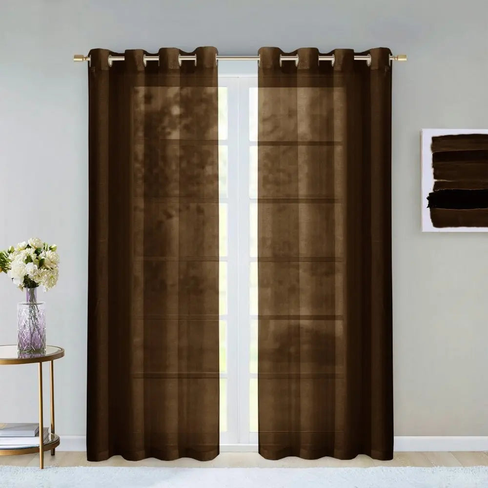 Set of Two 84" Chocolate Solid Modern Window Panels - NOBLE HOME INTERIORS