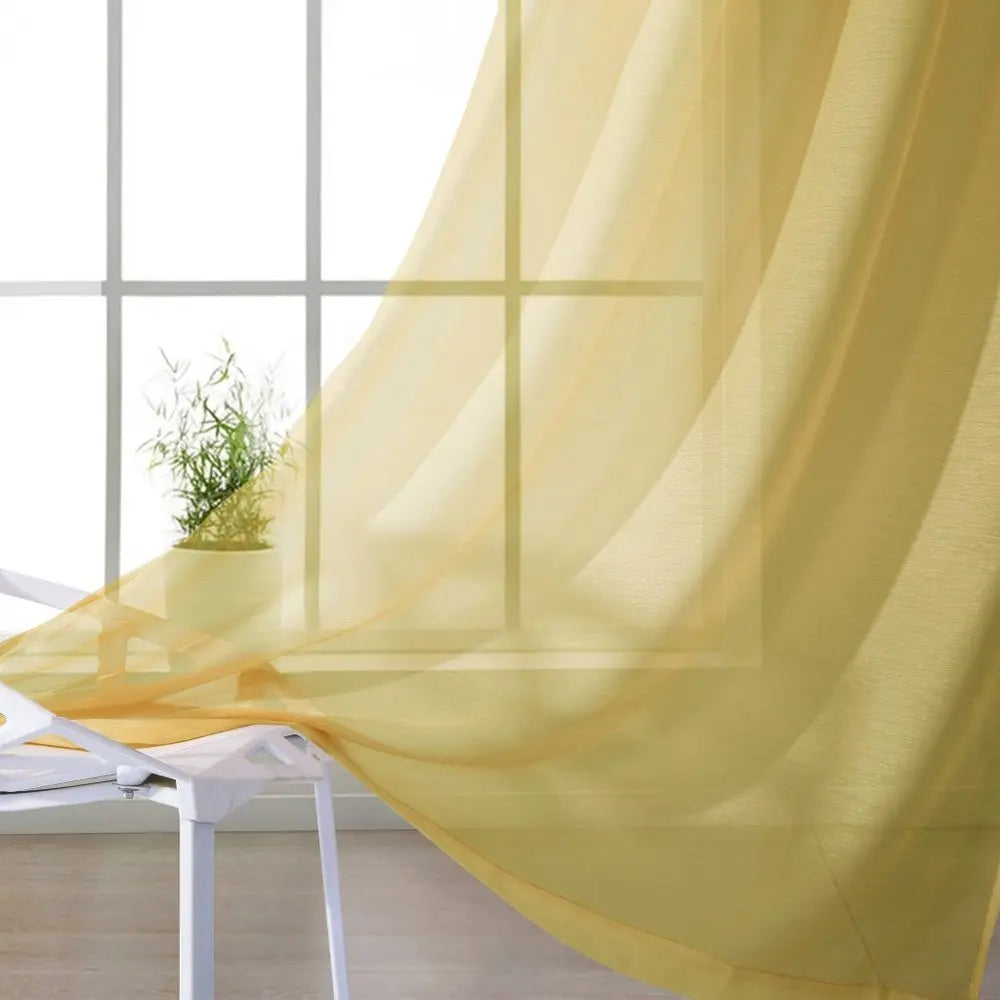 Set of Two 84" Gold Solid Modern Window Panels - NOBLE HOME INTERIORS