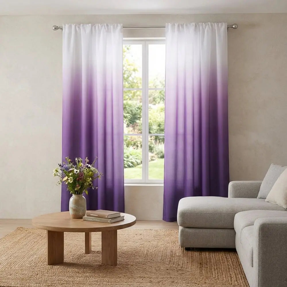 Set of Two 84" Purple Ombre Window Curtain Panels - NOBLE HOME INTERIORS