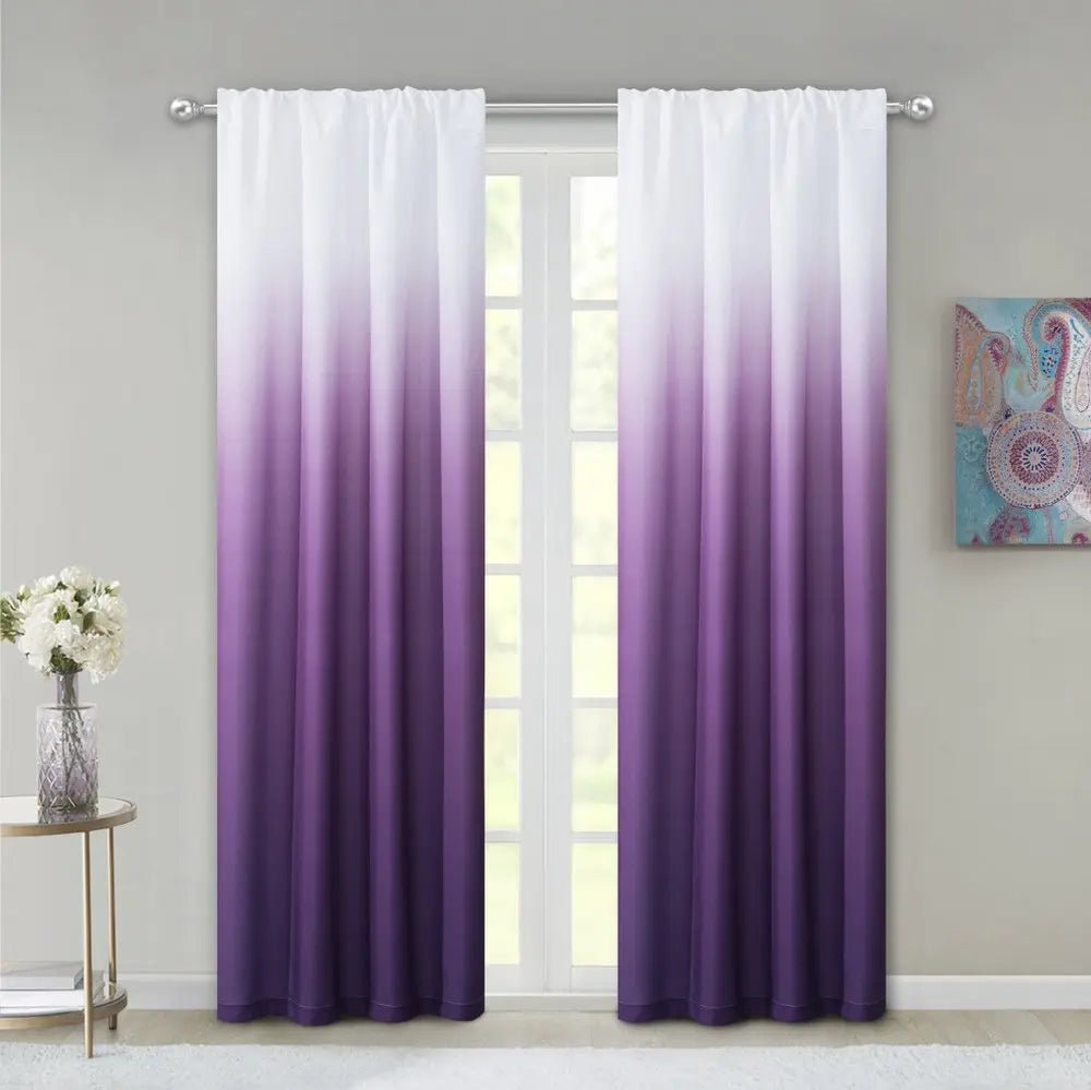 Set of Two 84" Purple Ombre Window Curtain Panels - NOBLE HOME INTERIORS
