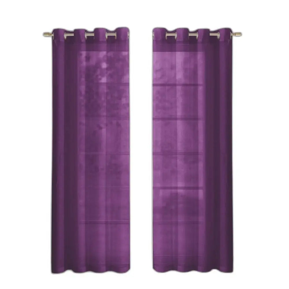 Set of Two 84" Purple Solid Modern Window Panels - NOBLE HOME INTERIORS