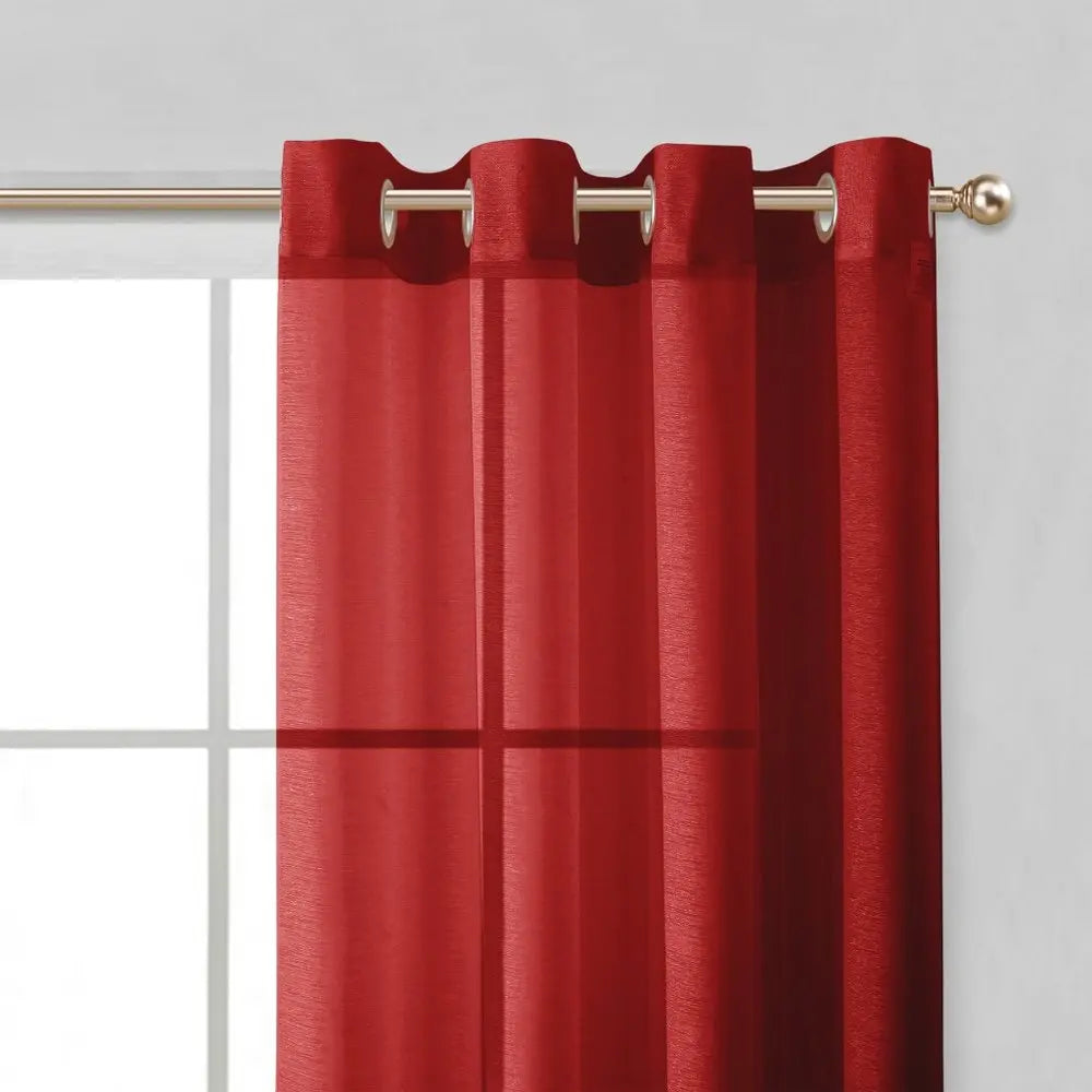 Set of Two 84" Red Solid Modern Window Panels - NOBLE HOME INTERIORS