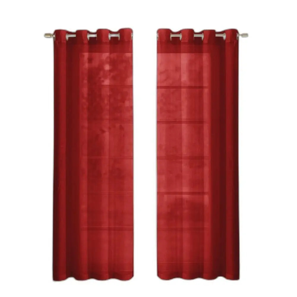 Set of Two 84" Red Solid Modern Window Panels - NOBLE HOME INTERIORS