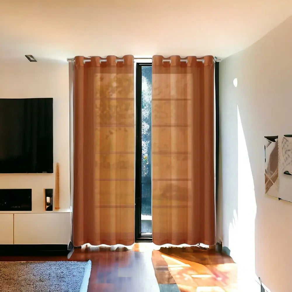 Set of Two 84" Rust Solid Modern Window Panels - NOBLE HOME INTERIORS