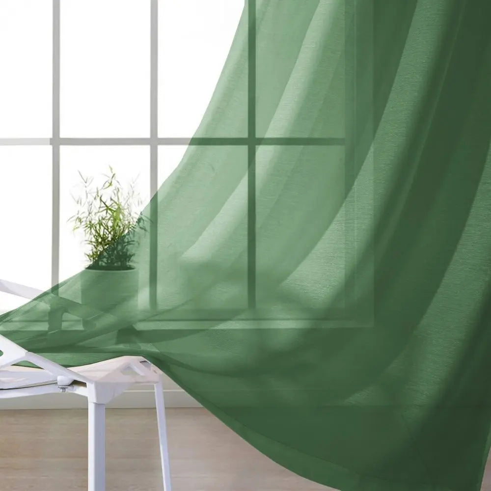 Set of Two 84" Sage Solid Modern Window Panels - NOBLE HOME INTERIORS