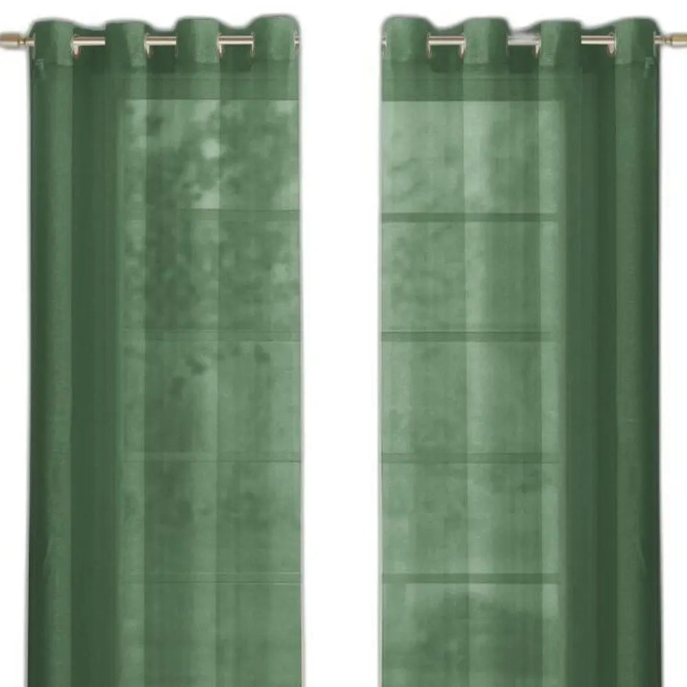 Set of Two 84" Sage Solid Modern Window Panels - NOBLE HOME INTERIORS