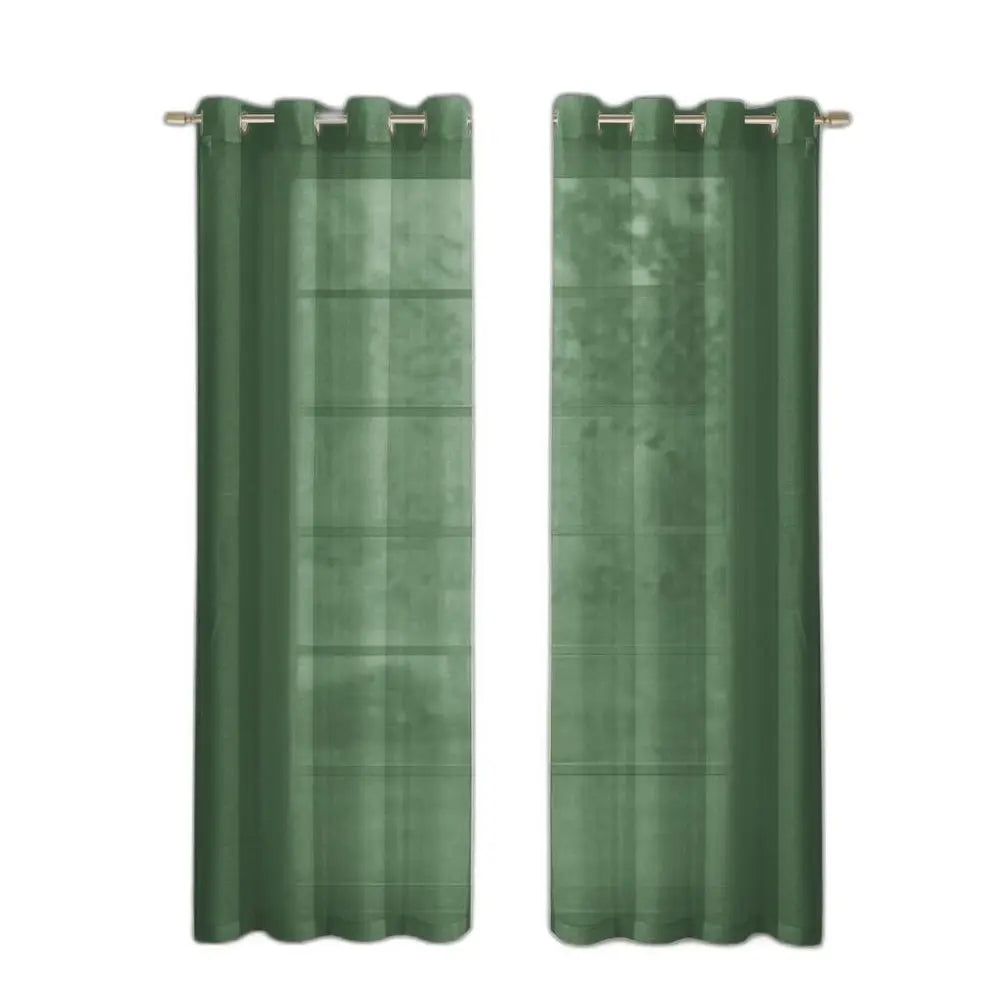 Set of Two 84" Sage Solid Modern Window Panels - NOBLE HOME INTERIORS