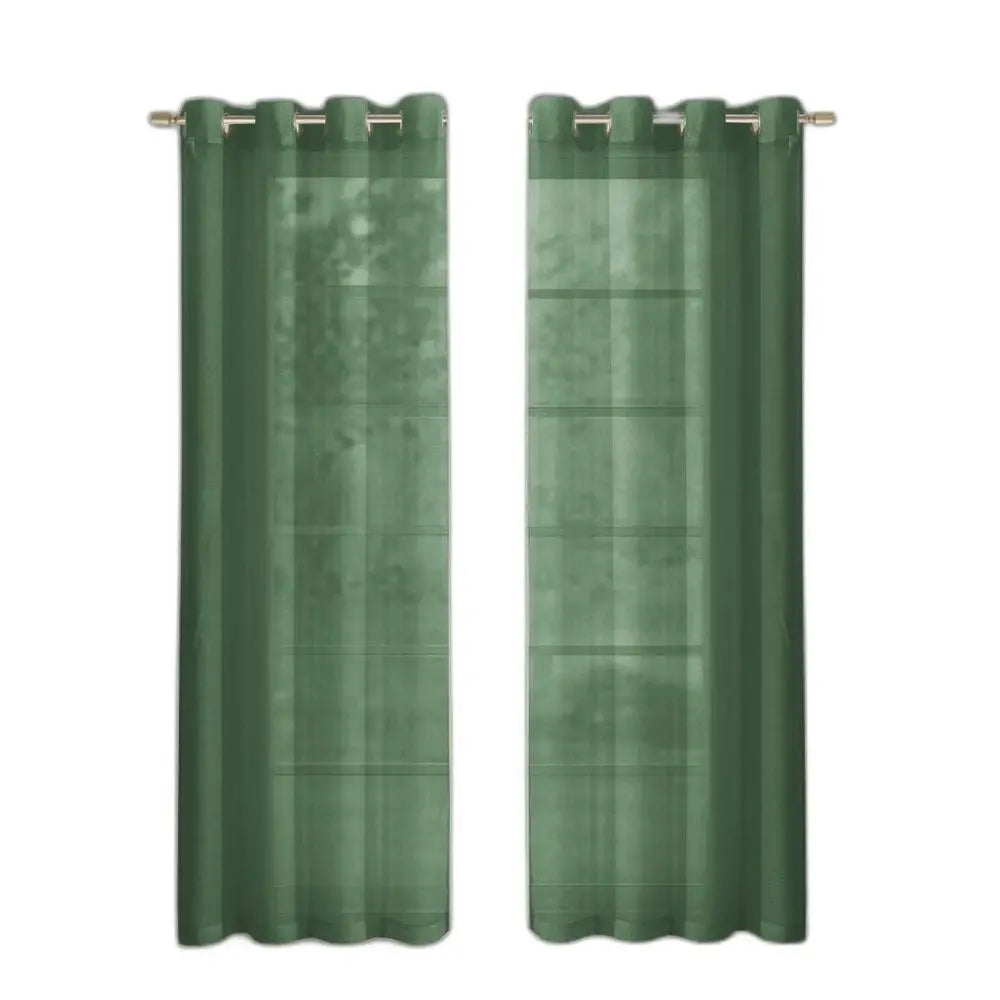 Set of Two 84" Sage Solid Modern Window Panels - NOBLE HOME INTERIORS