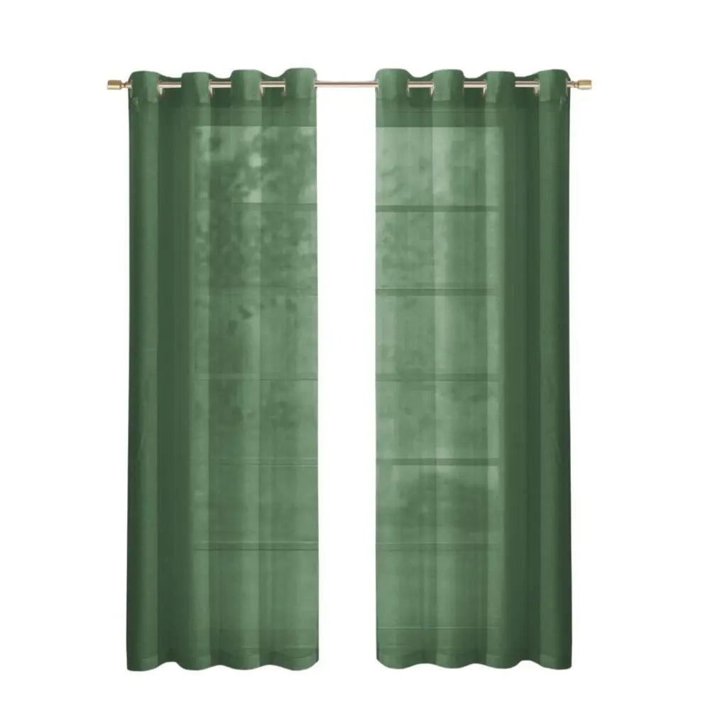 Set of Two 84" Sage Solid Modern Window Panels - NOBLE HOME INTERIORS