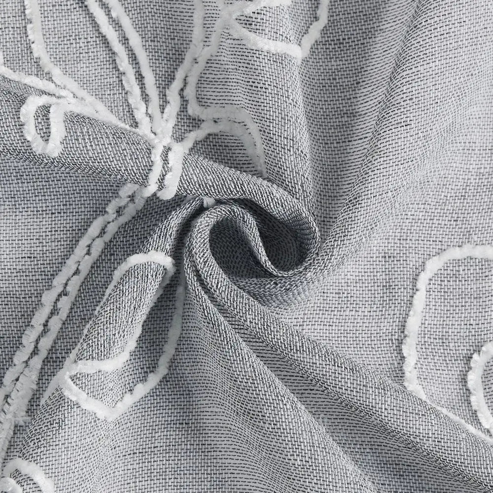 Set of Two 84" Silver Boho Embroidered Window Panels - NOBLE HOME INTERIORS