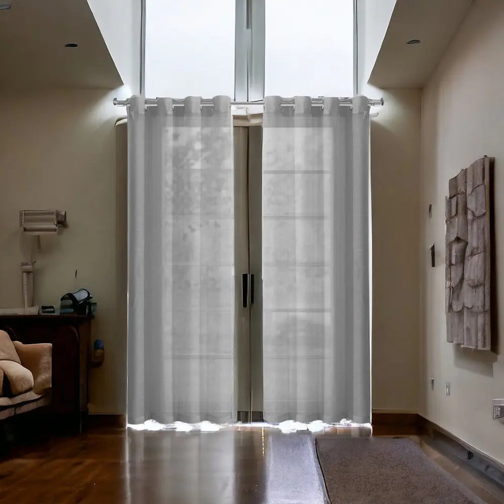 Set of Two 84" Silver Solid Modern Window Panels - NOBLE HOME INTERIORS