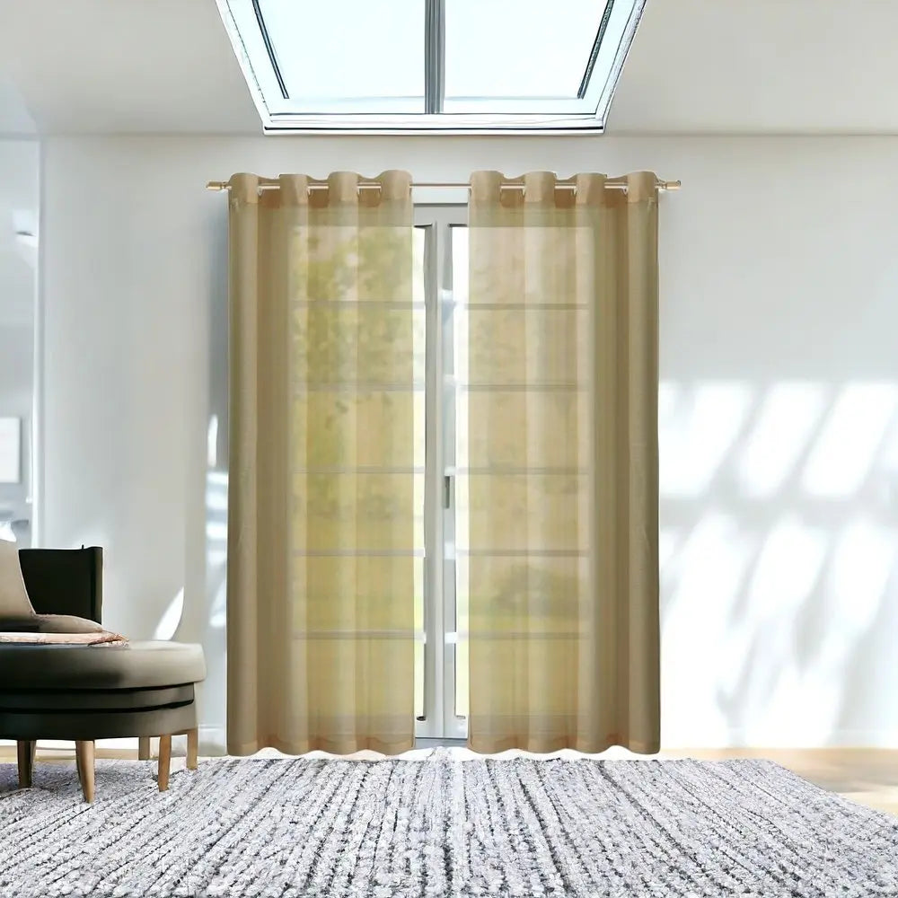 Set of Two 84" Tan Solid Modern Window Panels - NOBLE HOME INTERIORS