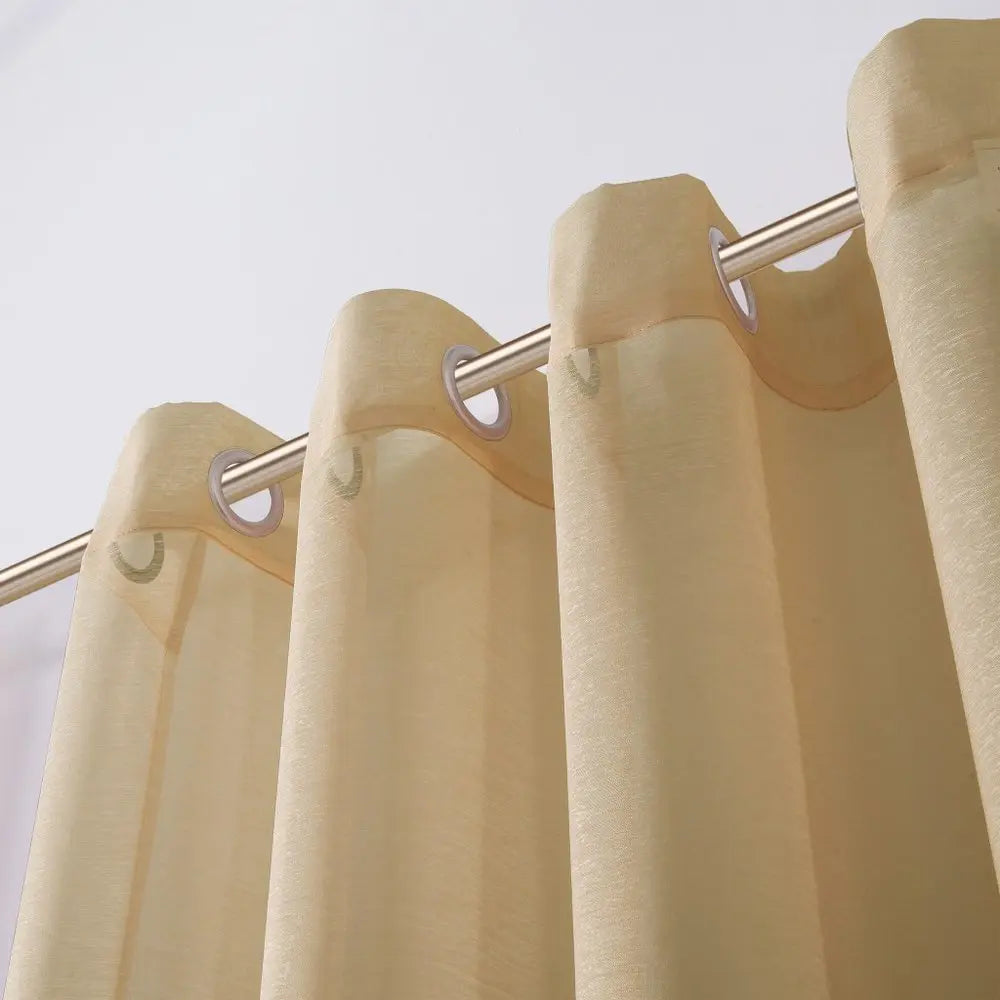 Set of Two 84" Tan Solid Modern Window Panels - NOBLE HOME INTERIORS