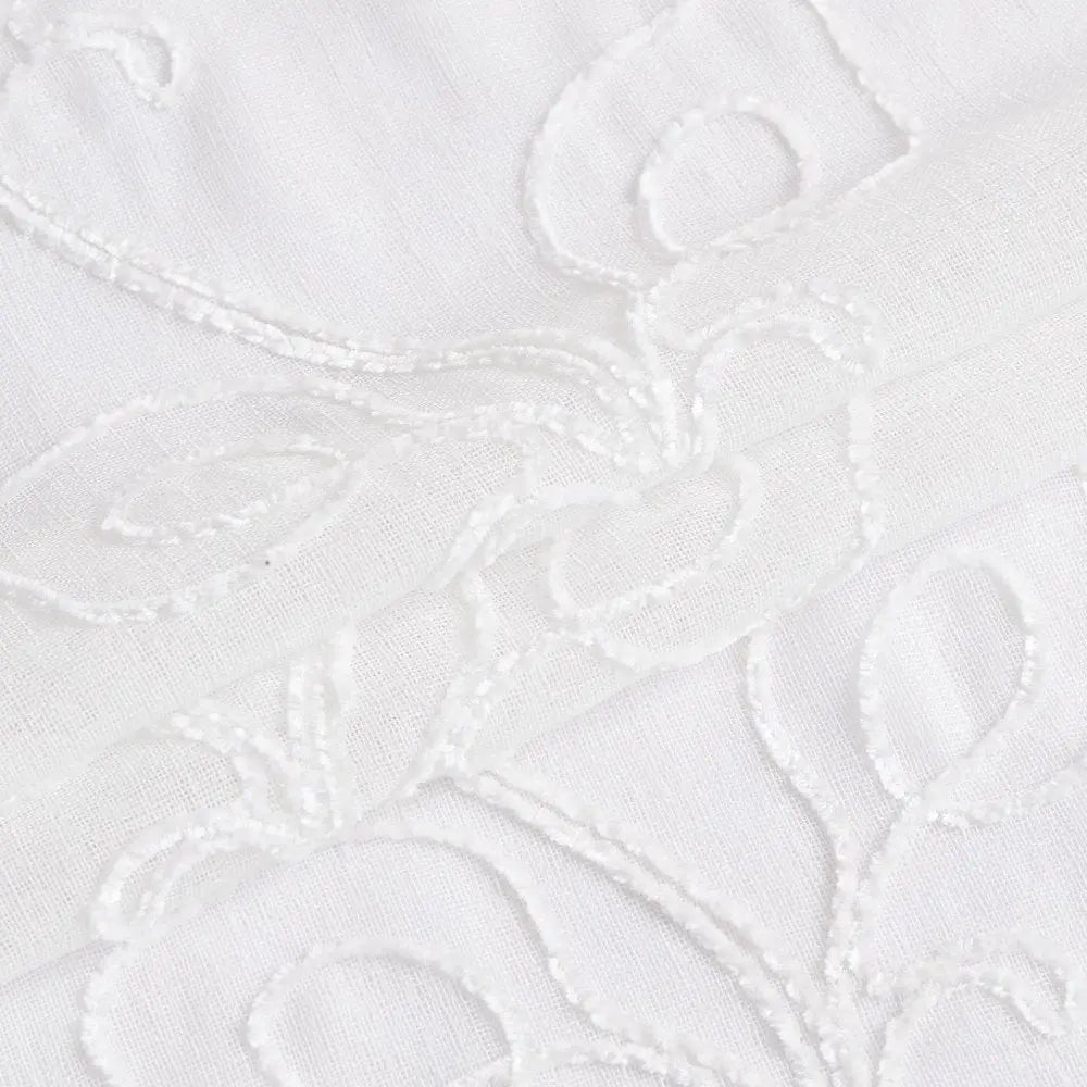 Set of Two 84"  White Boho Embroidered Window Panels HomeRoots