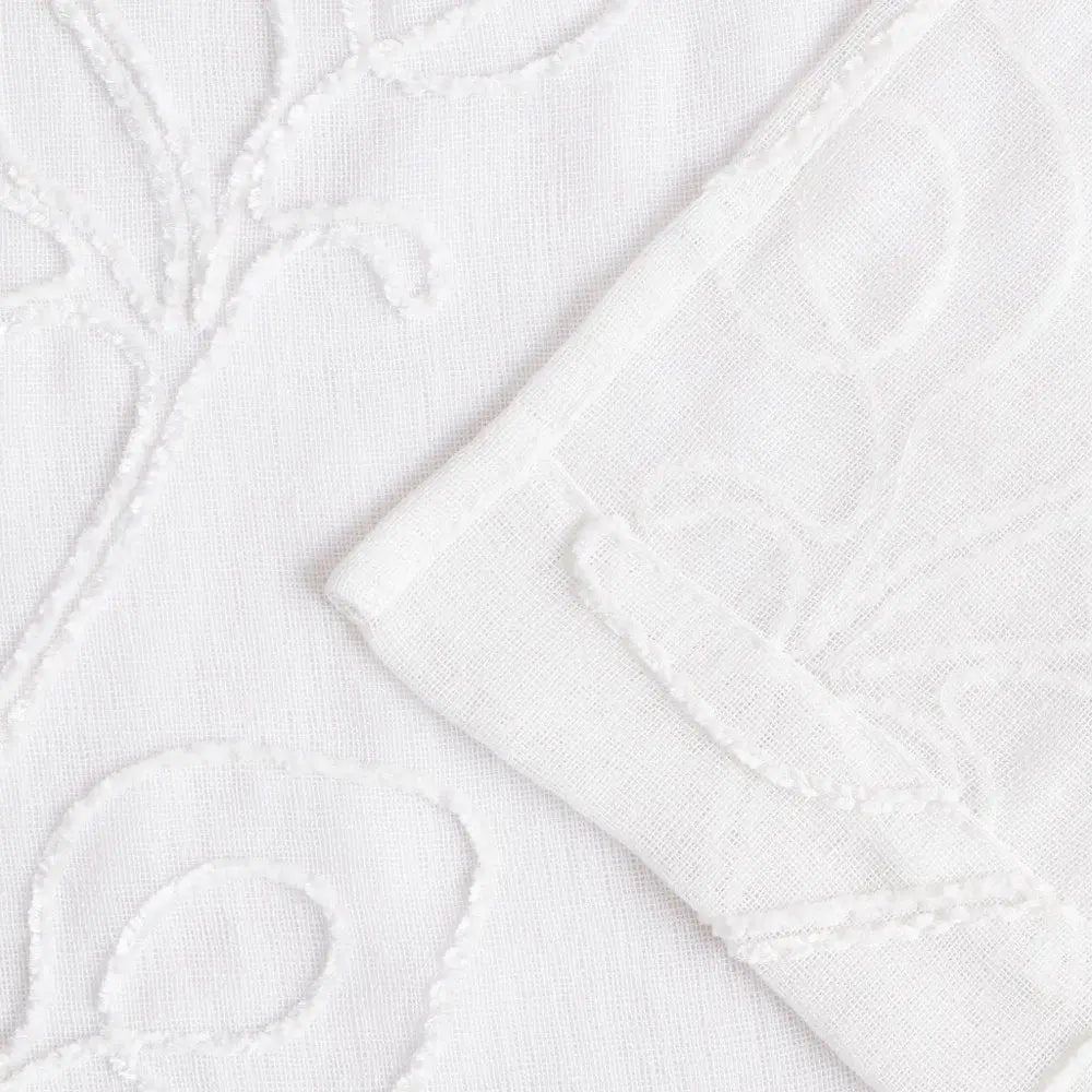 Set of Two 84"  White Boho Embroidered Window Panels HomeRoots