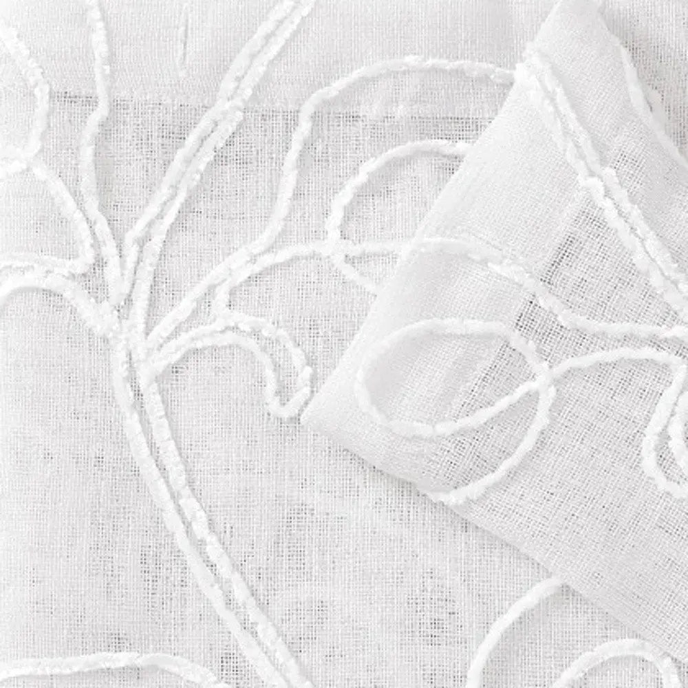 Set of Two 84"  White Boho Embroidered Window Panels HomeRoots