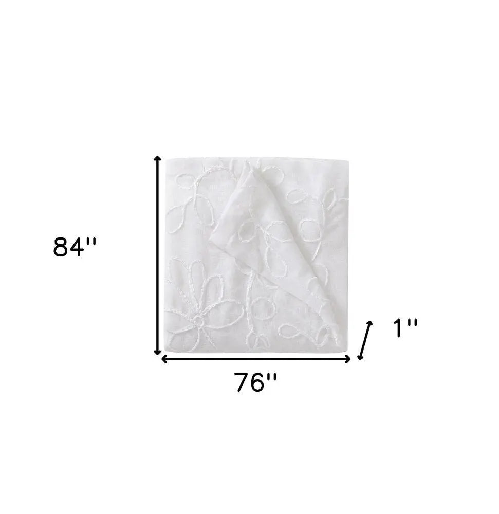 Set of Two 84" White Floral Embroidered Window Panels - NOBLE HOME INTERIORS