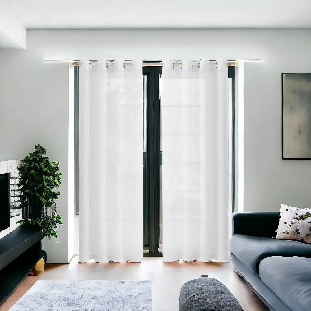 Set of Two 84" White Solid Modern Window Panels - NOBLE HOME INTERIORS