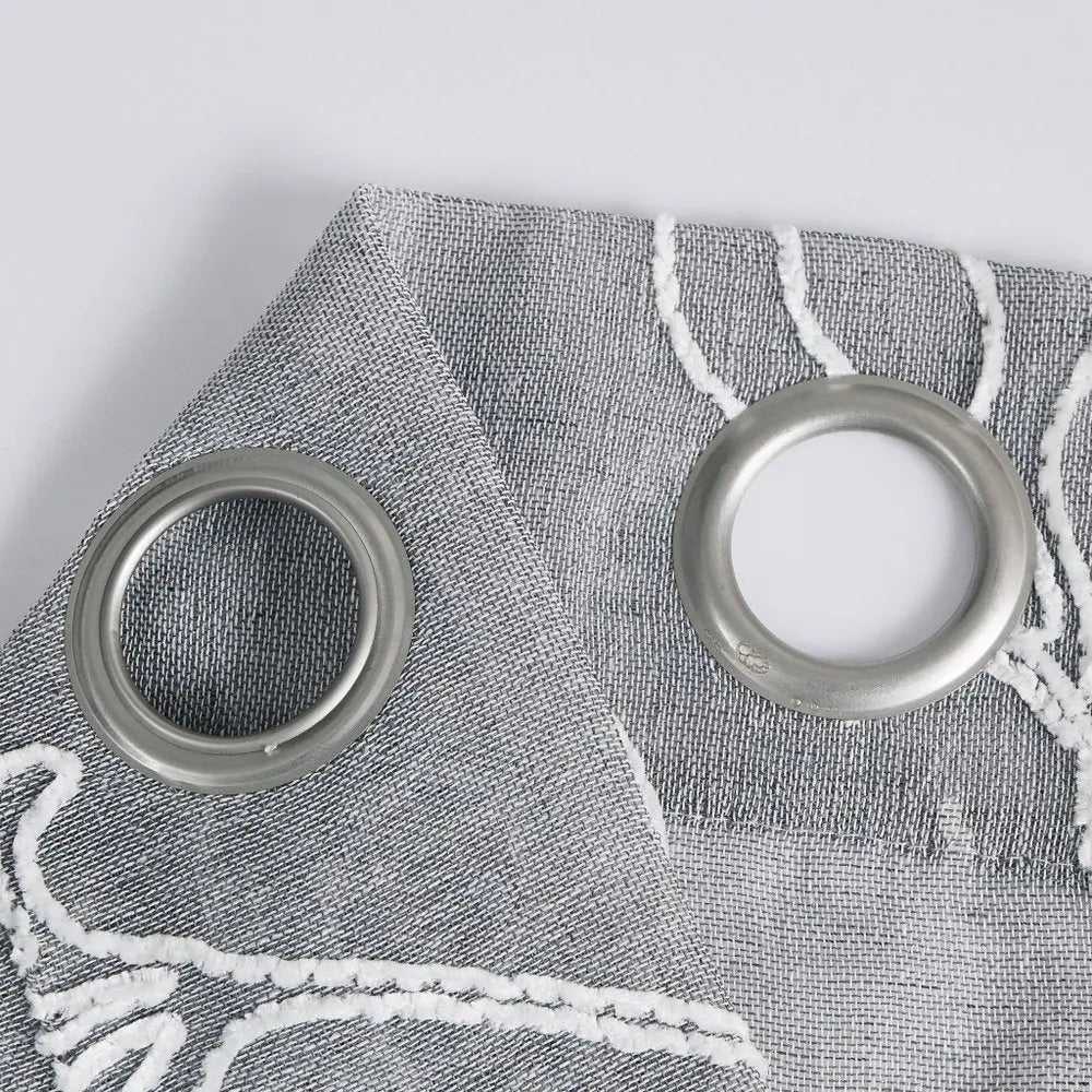 Set of Two 96" Silver Boho Embroidered Window Panels - NOBLE HOME INTERIORS