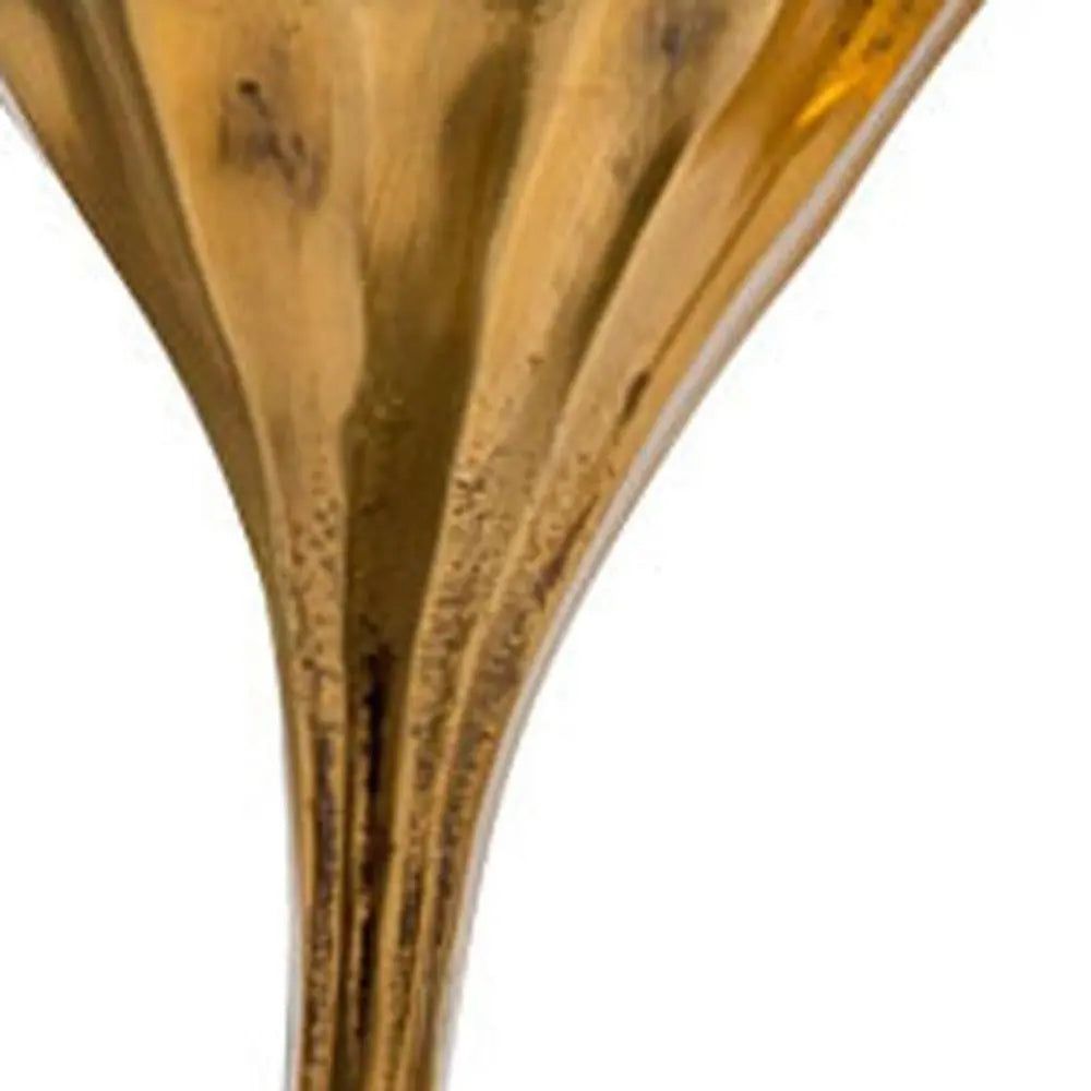 Set of Two Antiqued Gold Aluminum Wavy Faceted Tabletop Pillar Candle Holders - NOVA HOME FURNITURE