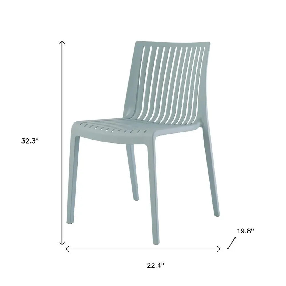 Set of Two Baby Blue Heavy Duty Plastic Outdoor Stacking Accent Chairs - NOBLE HOME INTERIORS