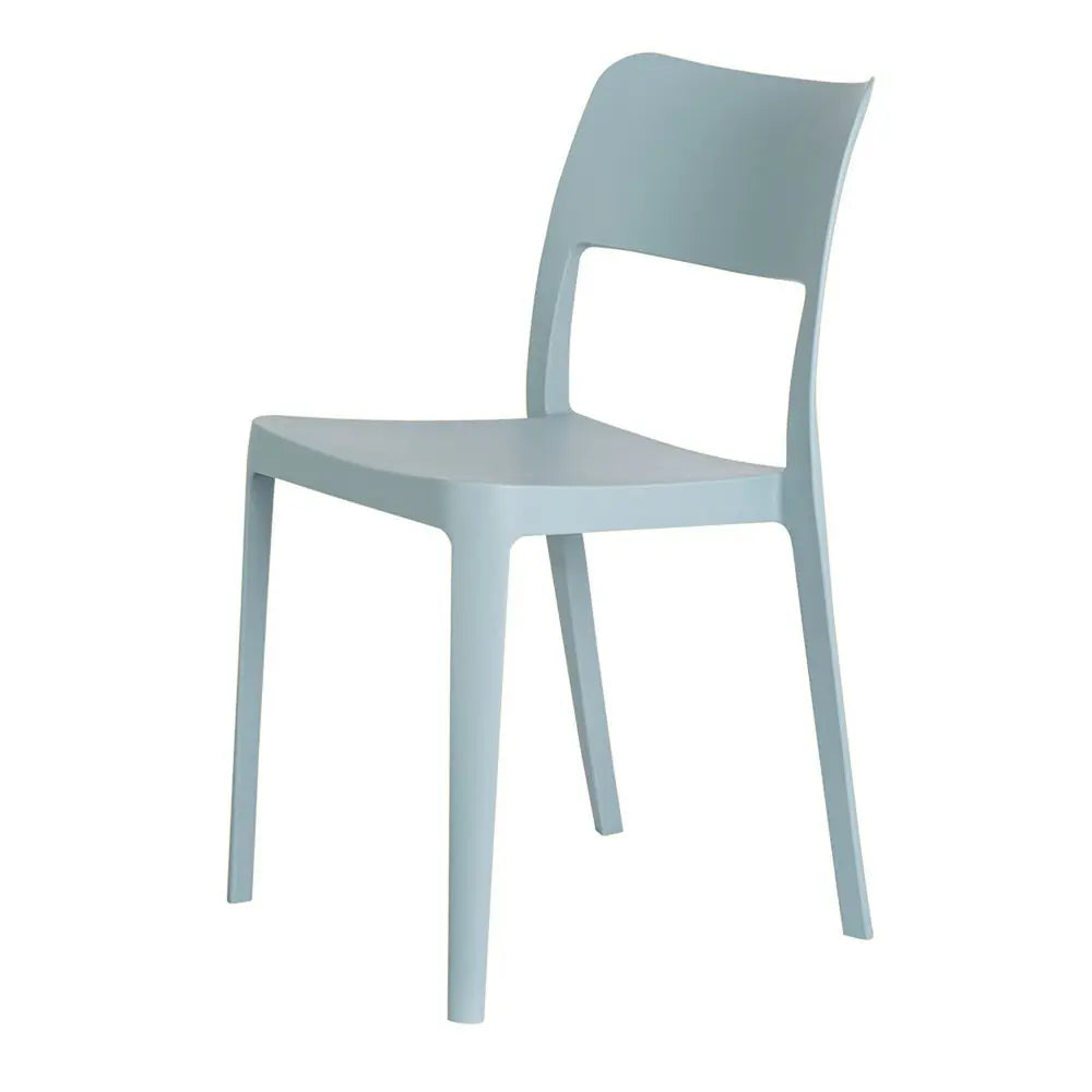Set of Two Baby Blue Heavy Duty Plastic Outdoor Stacking Accent Chairs - NOBLE HOME INTERIORS