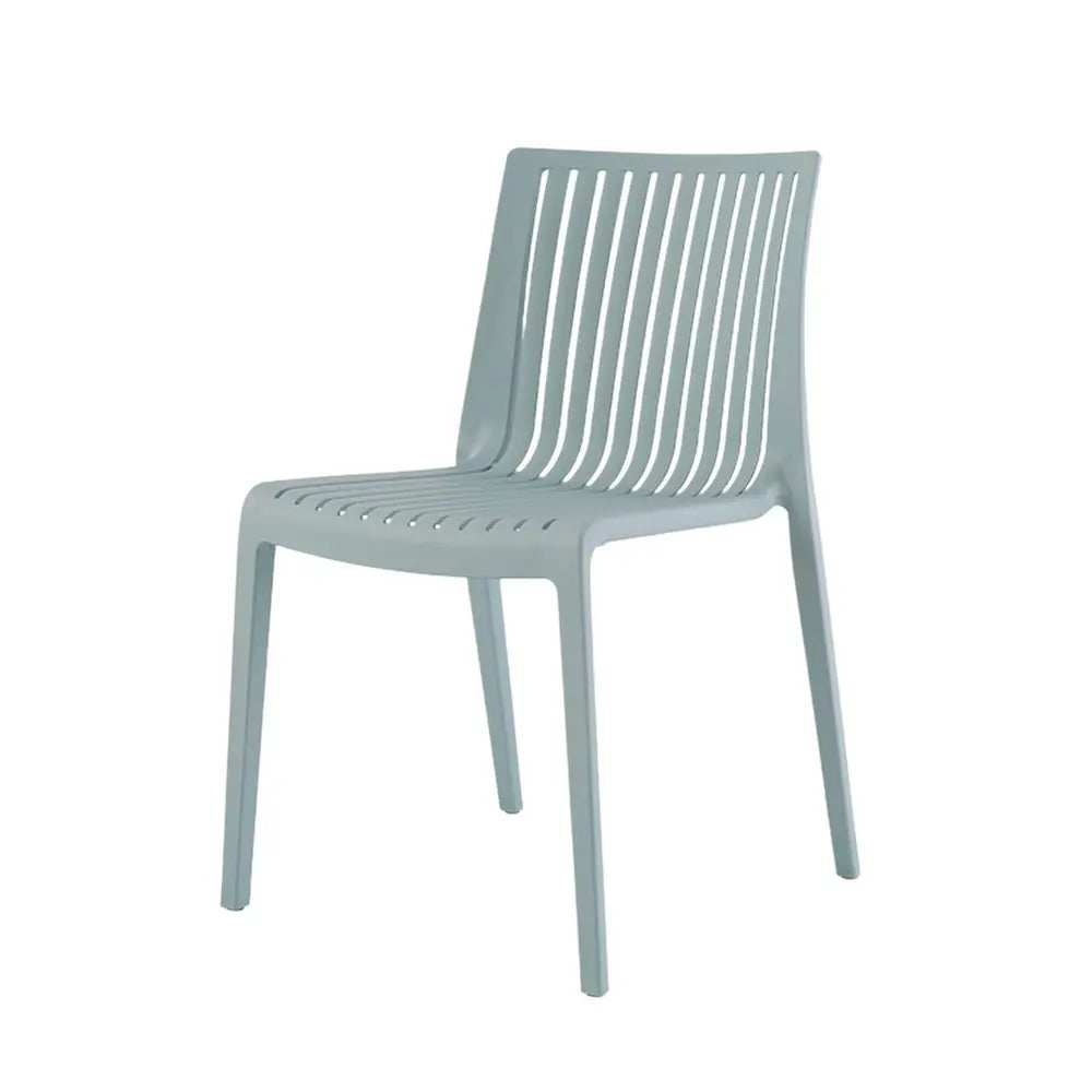Set of Two Baby Blue Heavy Duty Plastic Outdoor Stacking Accent Chairs - NOBLE HOME INTERIORS