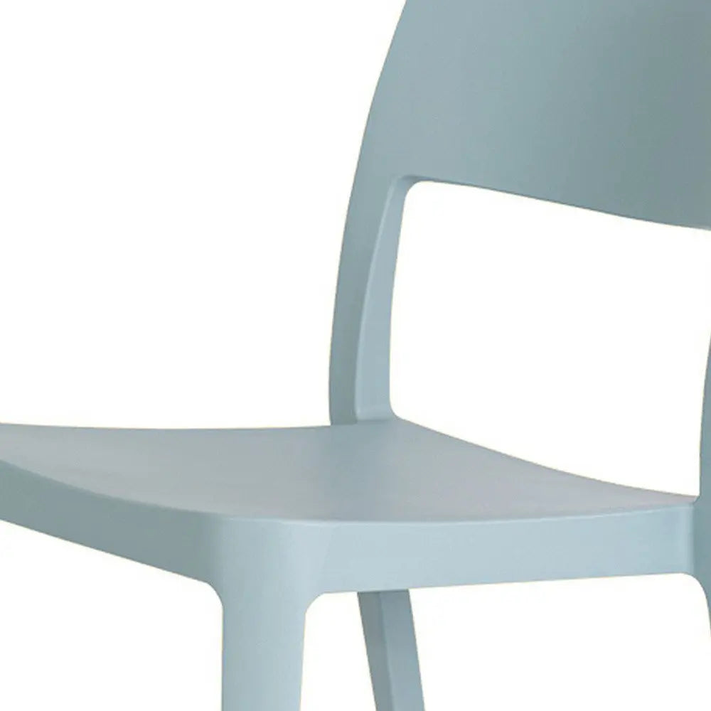 Set of Two Baby Blue Heavy Duty Plastic Outdoor Stacking Accent Chairs - NOBLE HOME INTERIORS