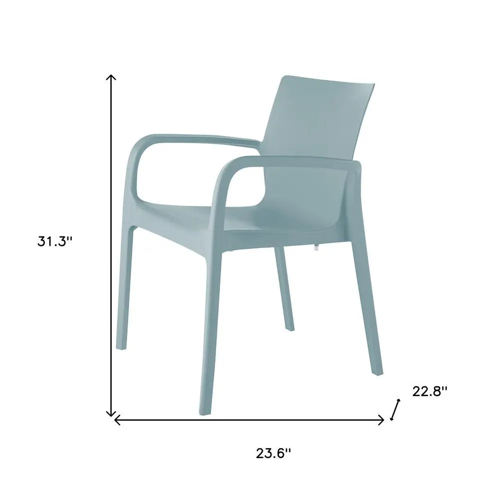 Set of Two Baby Blue Heavy Duty Plastic Outdoor Stacking Dining Chairs - NOBLE HOME INTERIORS