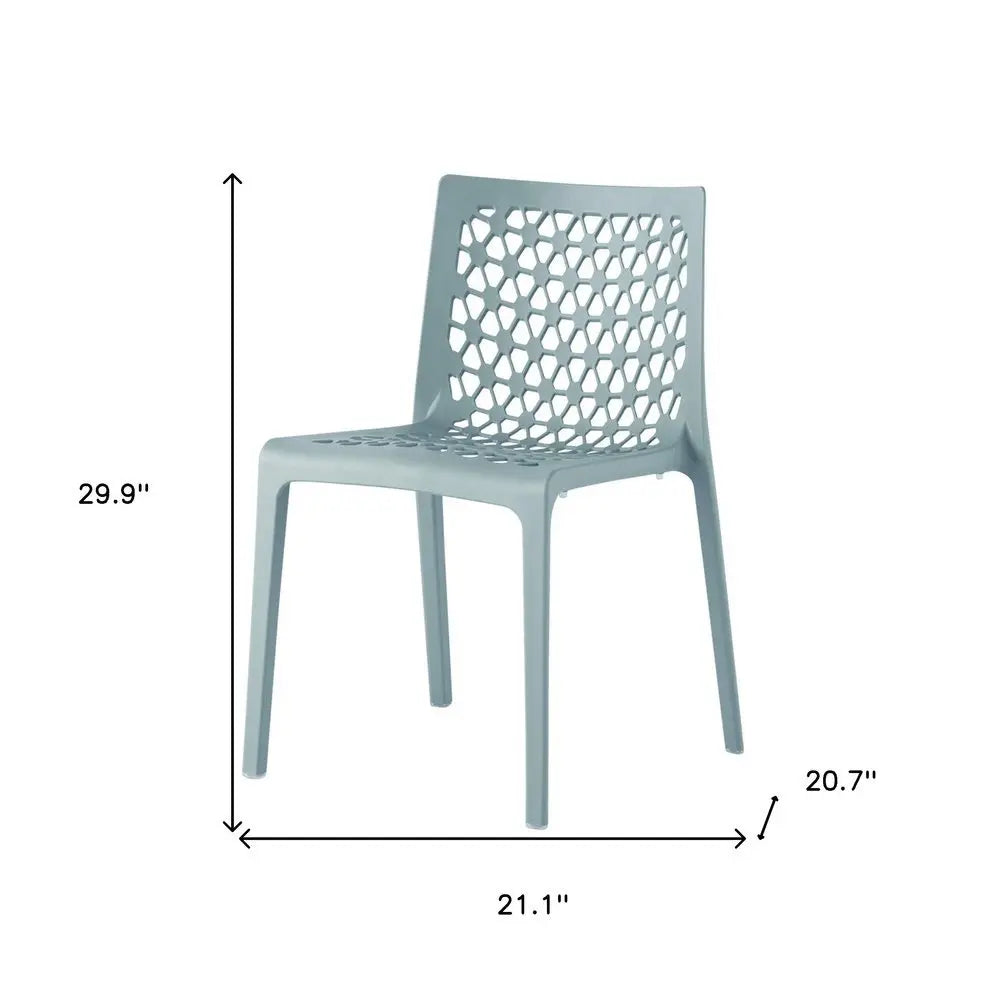 Set of Two Baby Blue Heavy Duty Plastic Outdoor Stacking Dining Chairs - NOBLE HOME INTERIORS